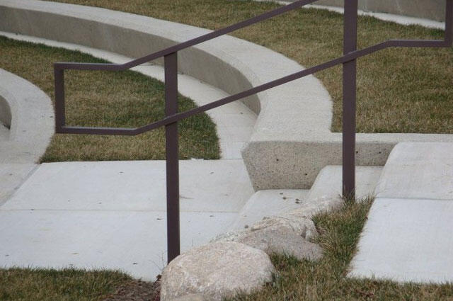 concrete steps with grass